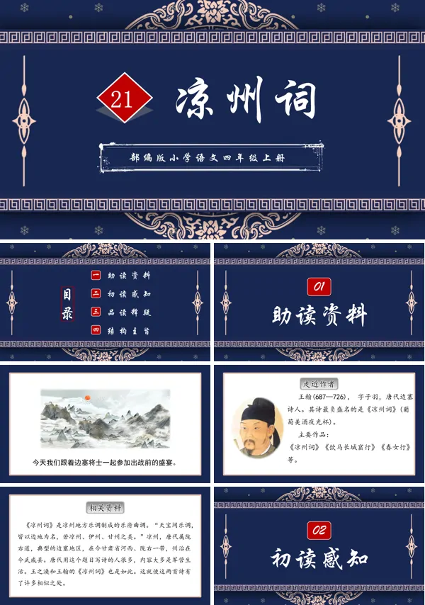 小学四年级语文上册凉州词教学课件PPT