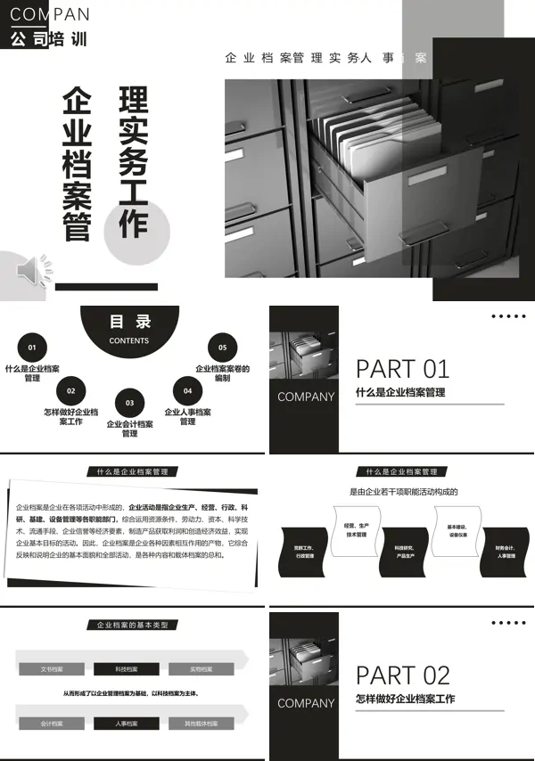 公司企业档案管理实务工作教育培训课件PPT模板