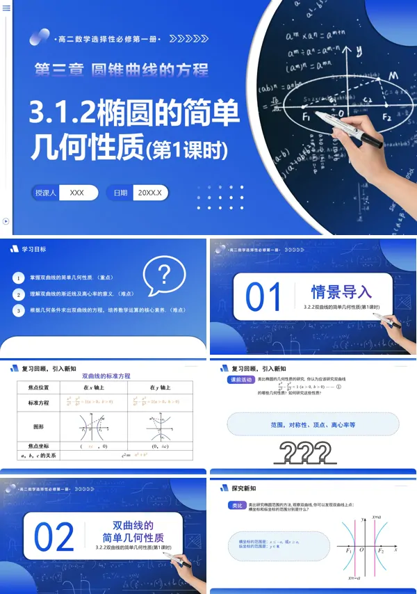 高二数学选择性必修第一册3.2.2 双曲线的简单几何性质(第1课时)PPT课件含教案
