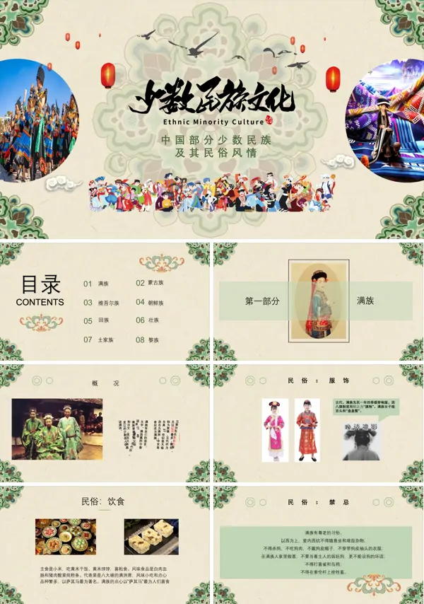 少数民族介绍及其风俗民情课件PPT模板含讲稿