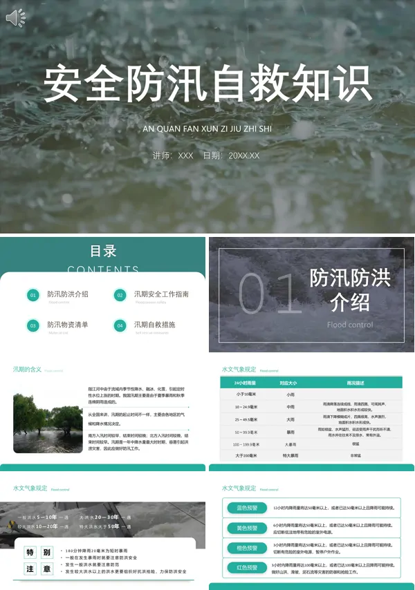 安全防汛自救知识内容PPT课件