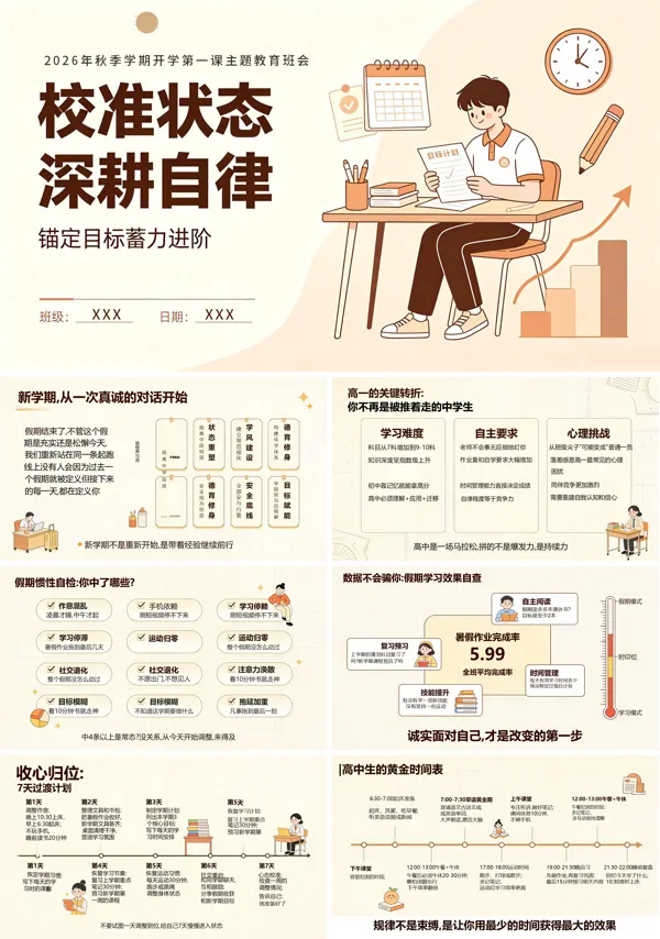 高二上学期开学第一课主题教育班会PPT含讲稿