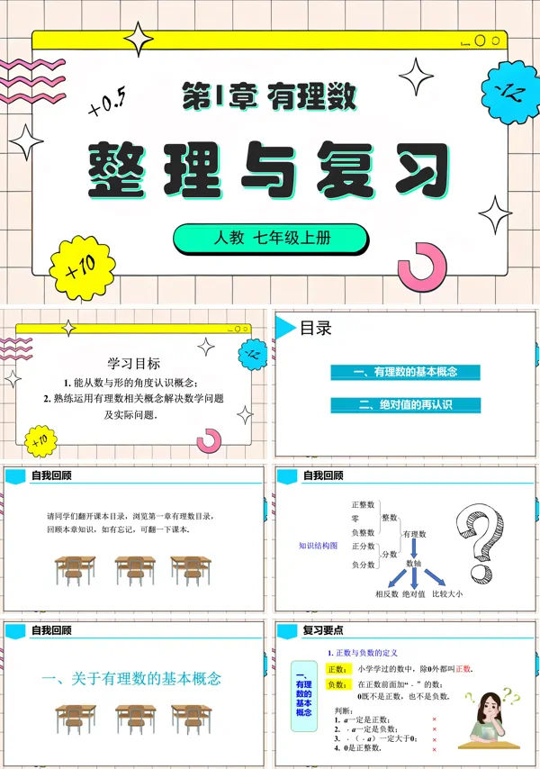 人教七年级数学上册第1章有理数整理与复习PPT课件含教案