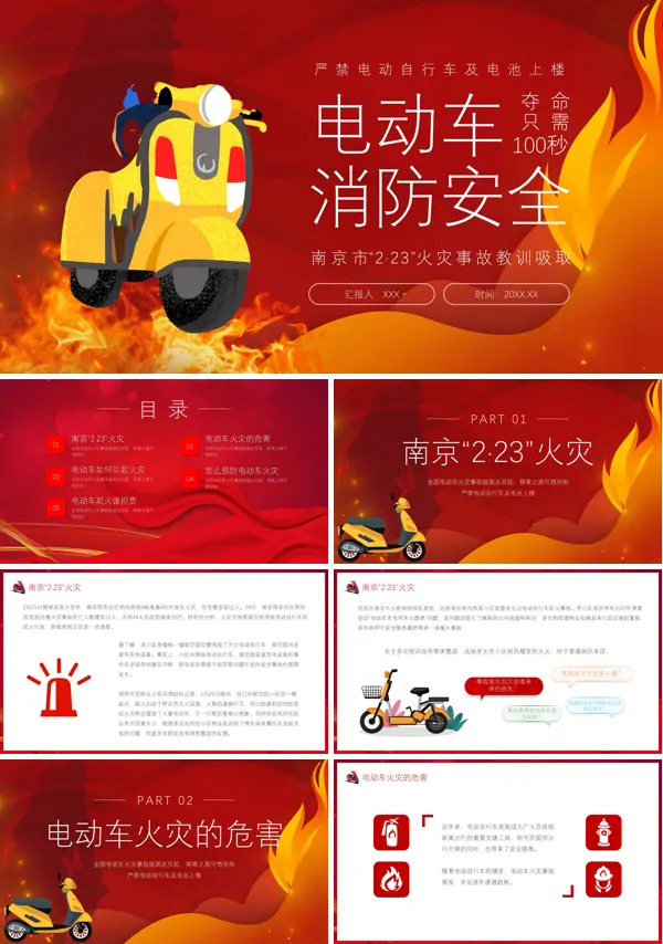 南京市“2·23”火灾事故教训吸取电动车消防安全PPT课件
