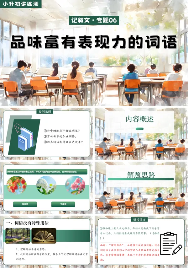 2025年小升初语文复习讲练测统编品味富有表现力的词语PPT课件含教案