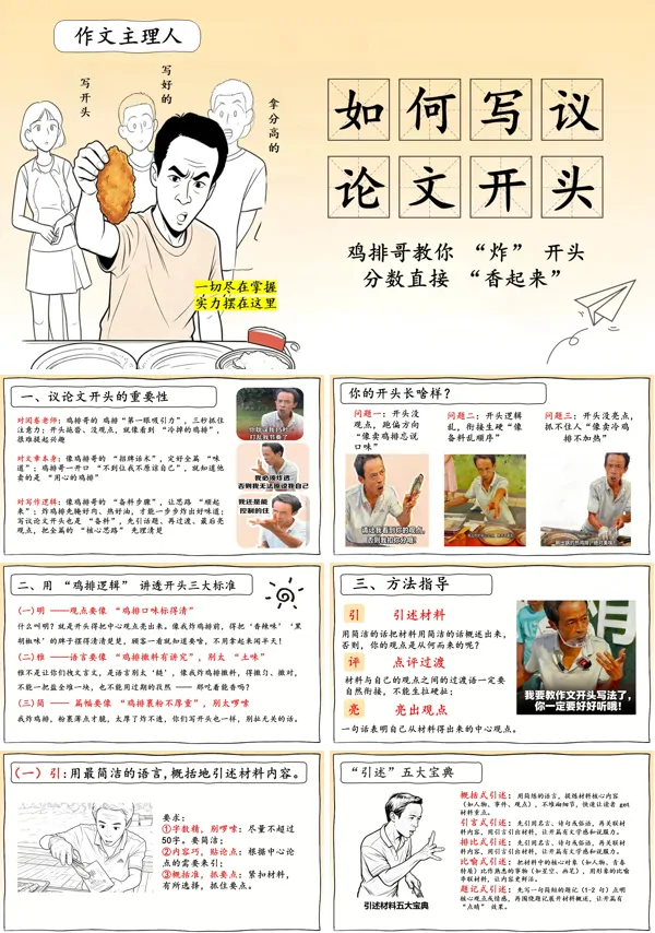 用鸡排哥的方式打开议论文开头PPT课件模板含讲稿