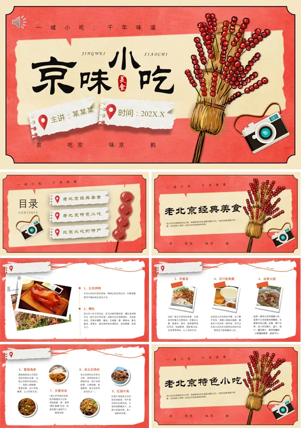 北京小吃介绍PPT动态模板含讲稿
