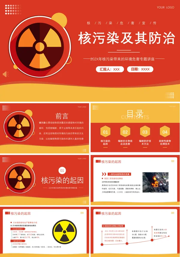 核污染治理与防护课件PPT模板