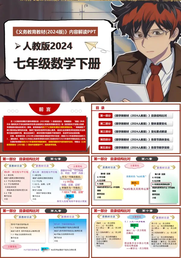 七年级数学下册(人教版2024)-【新教材解读】义务教育教材内容解读课件PPT模板