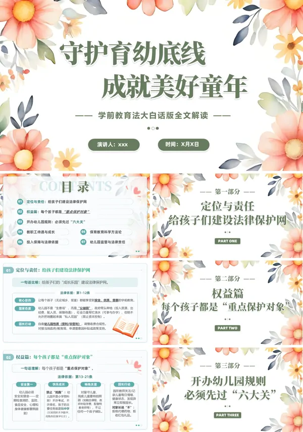 学前教育法解读培训课件PPT模板含讲稿