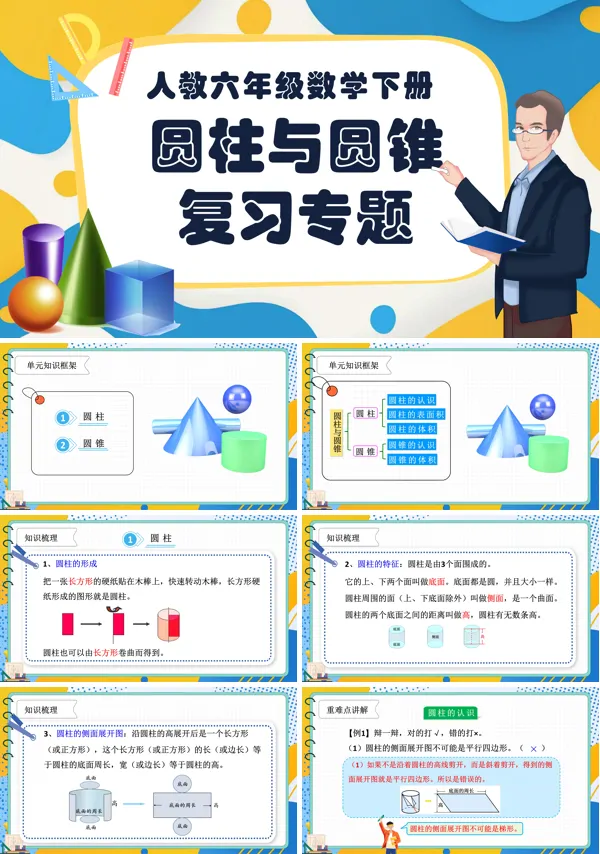 第三单元复习部编小学数学六年级下册圆柱与圆锥PPT课件含教案