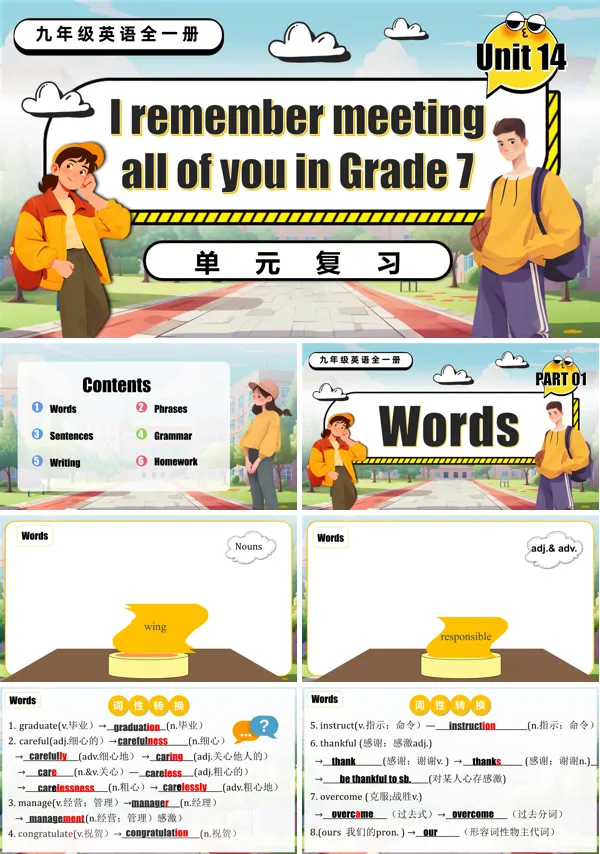 九年级英语全一册Unit 14 I remember meeting all of you in Grade 7 单元复习PPT课件含教案