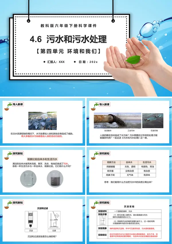 教科版小学科学六年级下册污水和污水处理课件PPT模板含讲稿