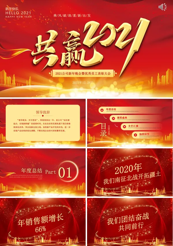 牛年年会表彰大会颁奖典礼PPT模板