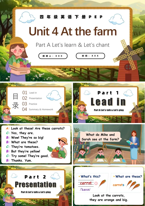 四年级英语下册Unit4第2课时Part A Let's learn & Let's chantPPT课件含教案