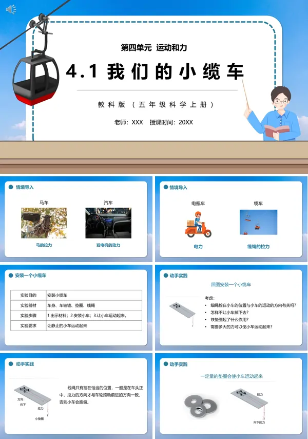 五年级科学上册我们的小缆车PPT课件模板