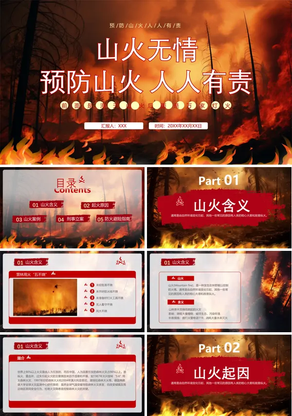 安全教育培训预防山火人人有责PPT课件