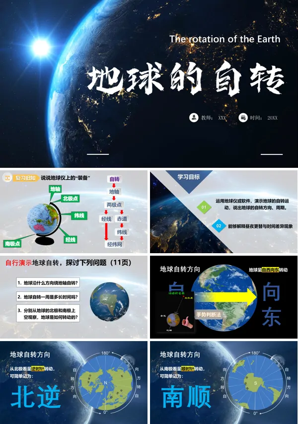 地球的自转与公转第1课时(PPT内嵌视频)PPT课件免费下载