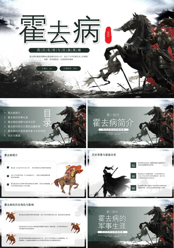 爱国英雄霍去病历史人物介绍ppt