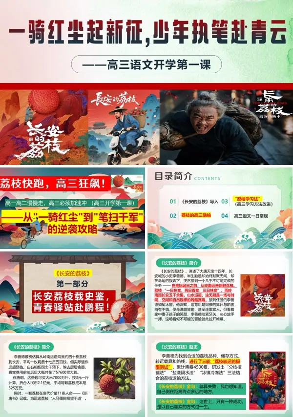 高三语文秋季开学第一课:一骑红尘起新征,少年执笔赴青云PPT课件模板含讲稿