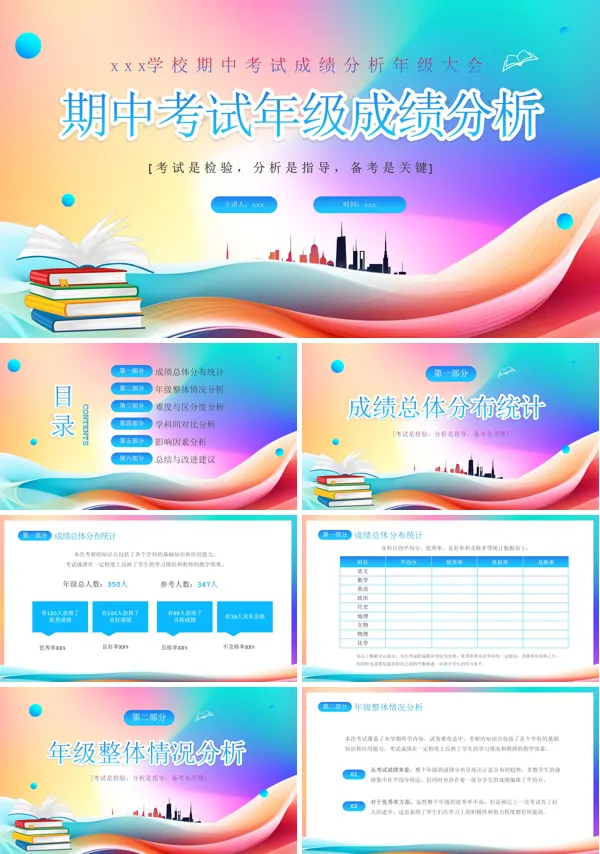 期中考试年级成绩分析PPT