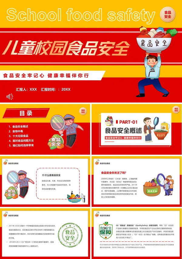 儿童校园食品安全教育讲座PPT模板