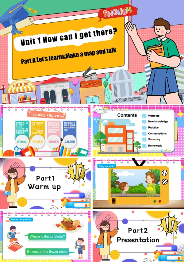 人教版六年级英语上册Unit1第1课时Part A Let's learn&Make a map and talkPPT课件含教案