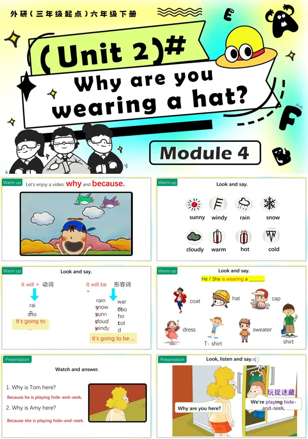 外研五年级英语下册Module8 Unit2 Why are you wearing a hat PPT课件含教案