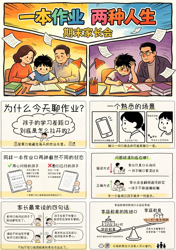 小学一本作业,两种人生期末家长会课件PPT含讲稿