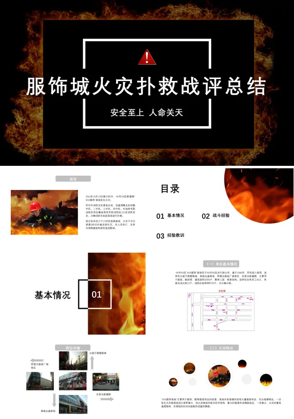 服饰城火灾扑救战评总结汇报PPT
