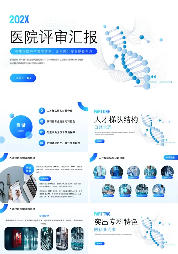 医院等级评审工作总结汇报PPT模板