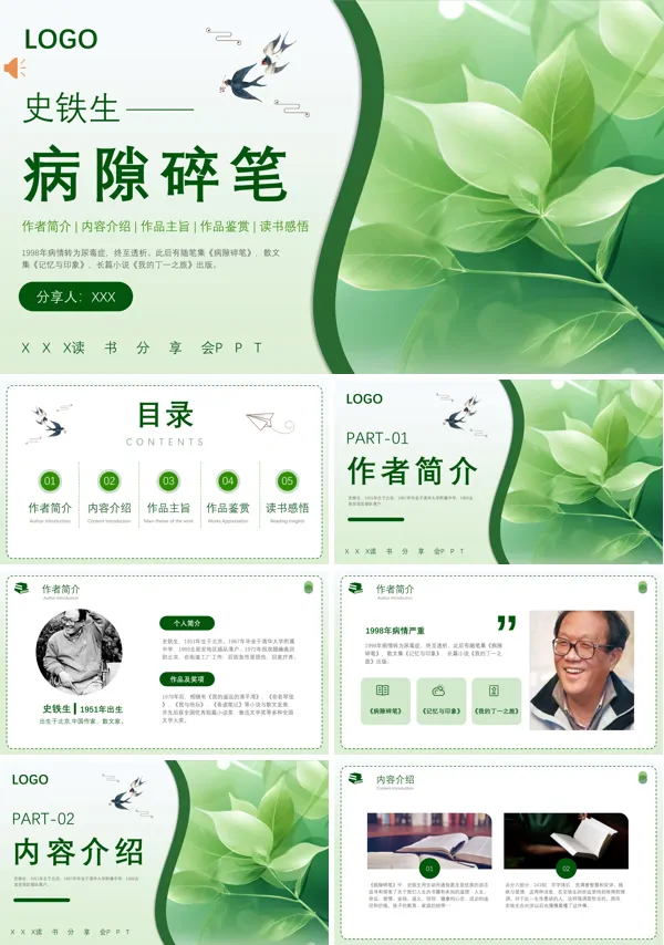 史铁生病隙碎笔好书推荐读后感PPT课件