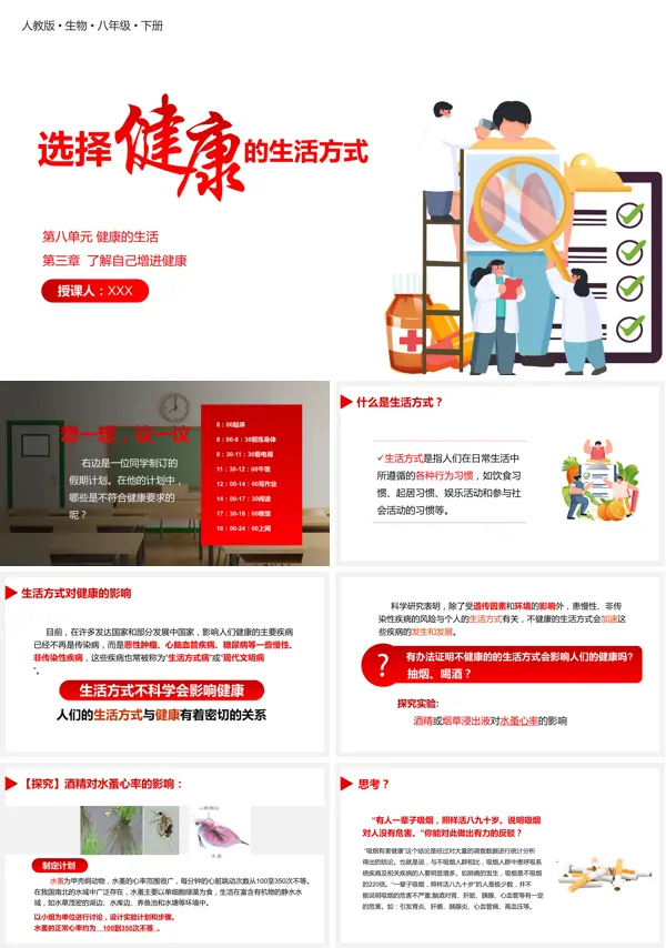 八年级生物下册《选择健康的生活方式》的教育教学课件PPT课件