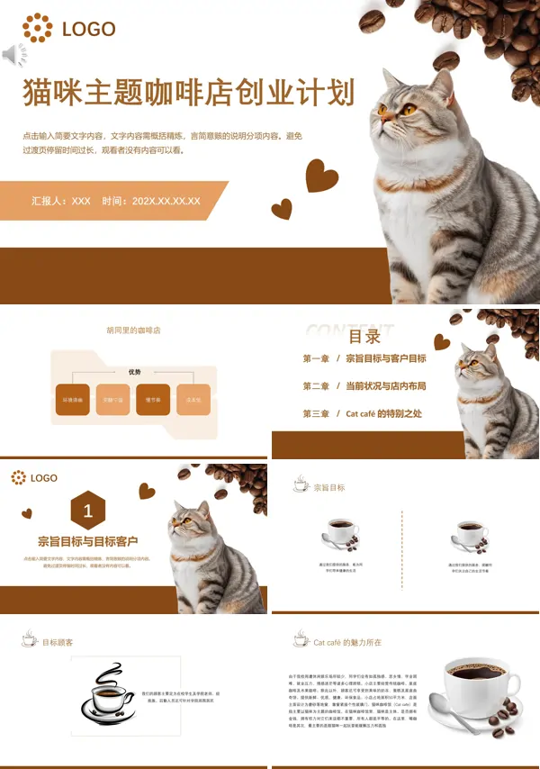 猫咪主题咖啡店创业计划ppt课件含讲稿