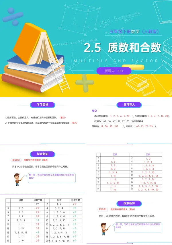 人教版小学数学五年级下册PPT课件《质数和合数》(第5课时)