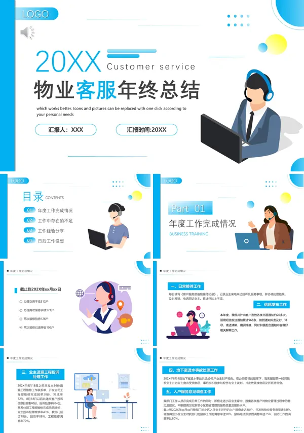 物业客服年终ppt工作汇报