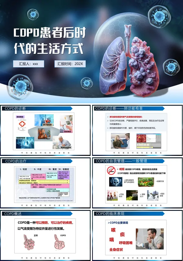 COPD患者后時(shí)代的生活方式PPT模板含講稿