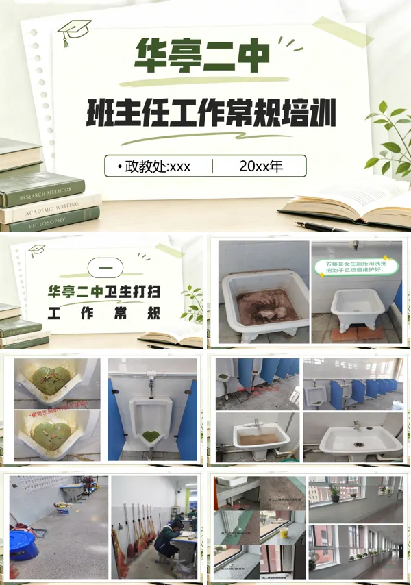 卫生打扫、宿舍检查班主任工作常规培训PPT模板含讲稿