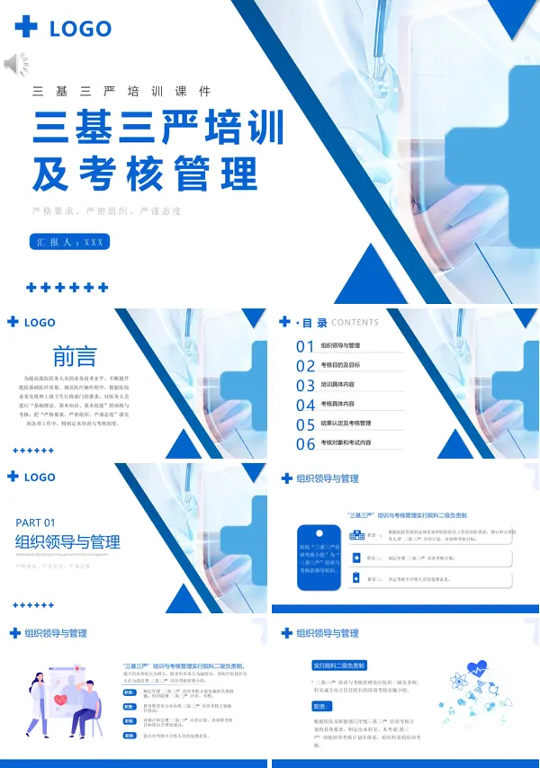 医院三基三严培训考核管理员工培训PPT模板