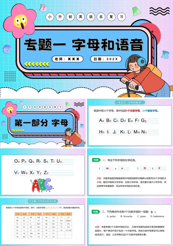 2025年小升初英语复习讲练测字母和语音PPT课件含教案