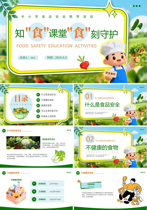 食品安全教育课件PPT模板含讲稿