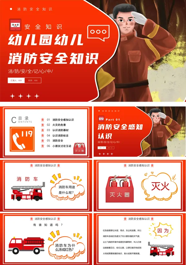 幼儿园消防安全知识培训课件PPT