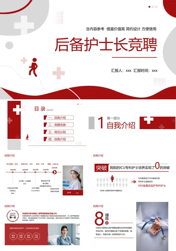后备护士长岗位竞聘PPT模板含讲稿