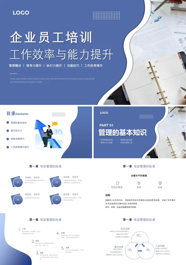 企业员工效率培训培训PPT模板含讲稿