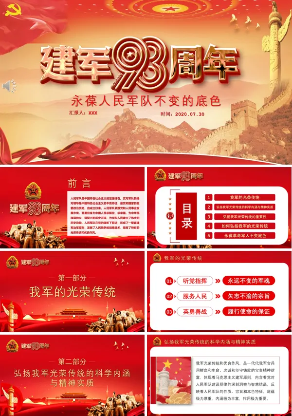 八一建军节93周年ppt