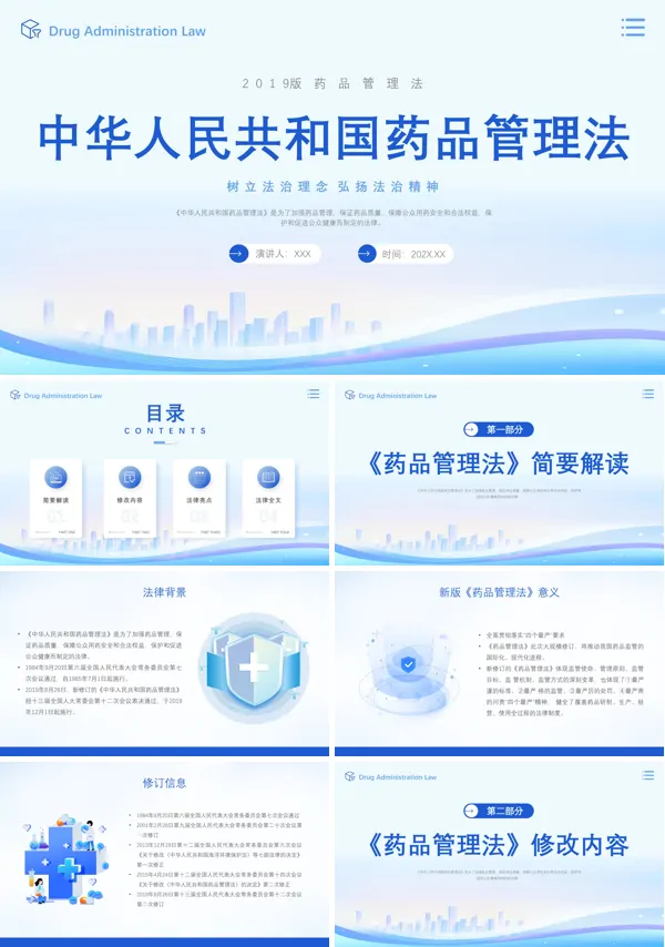 中华人民共和国药品管理法培训ppt课件模板