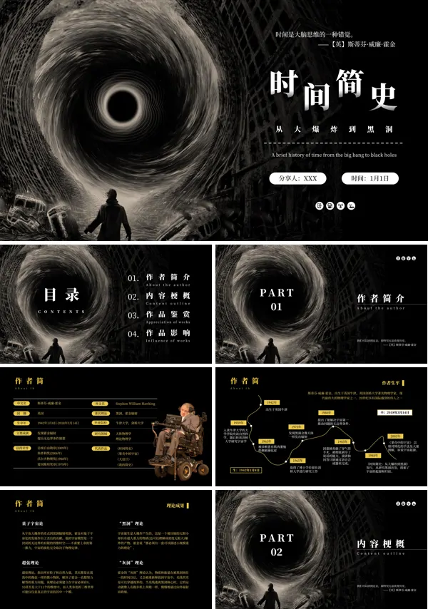 《时间简史》读书分享PPT课件模板