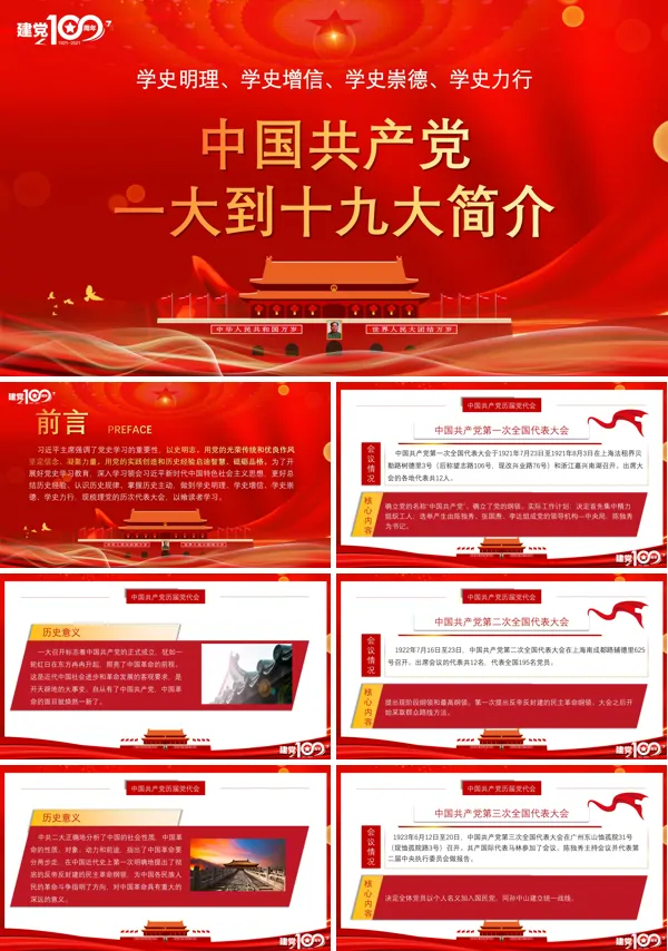 从党的一大到十九大简介PPT