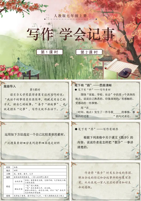写作学会记事语文七年级上册PPT课件含教案