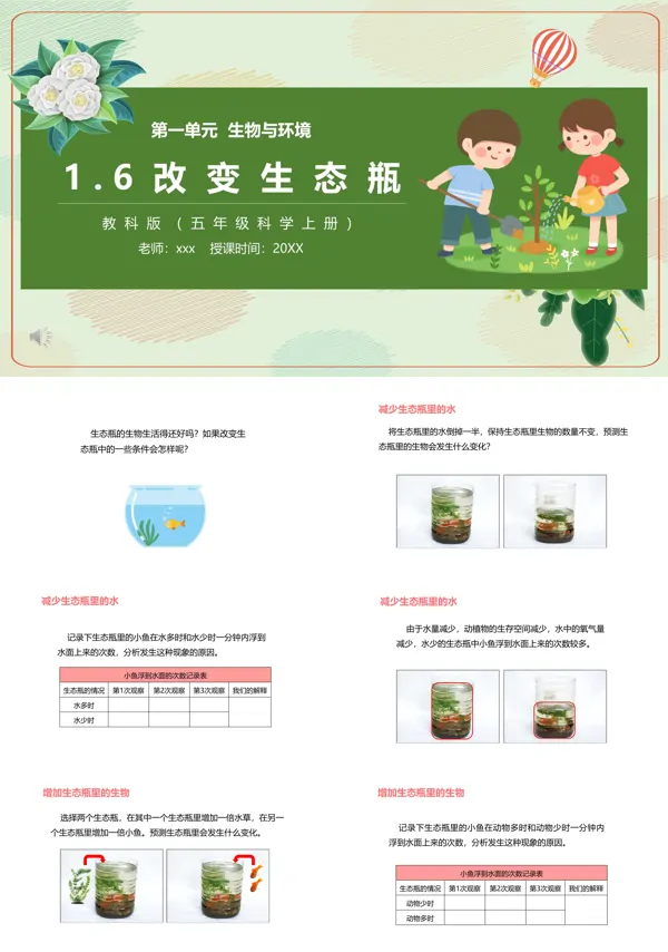教科版五年级科学上册改变生态瓶PPT课件